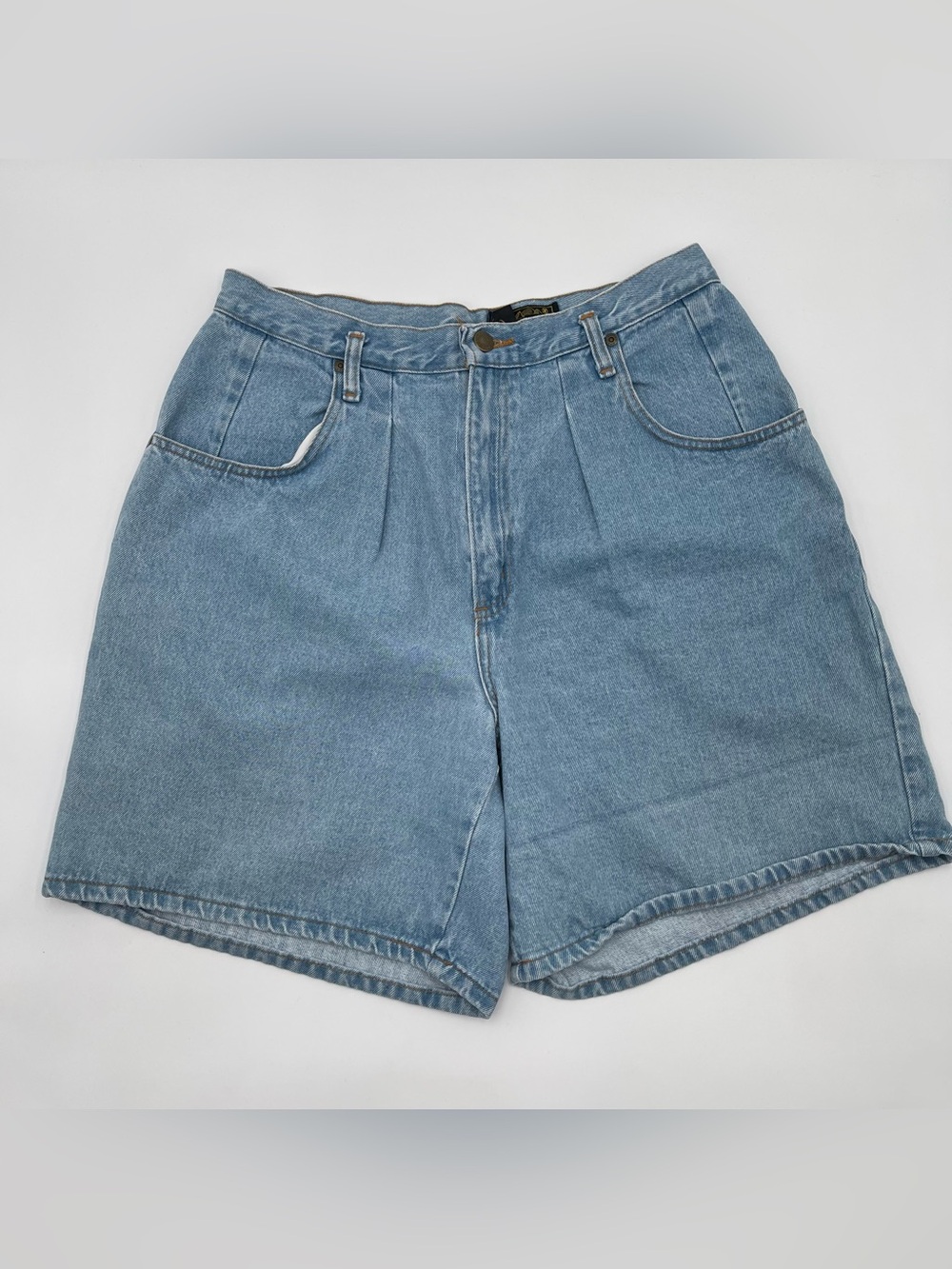 Vtg 90s Eddie Bauer Pleated Mom Jean Shorts Womens Sz 16 High Rise Cotton Jorts - Picture 1 of 7